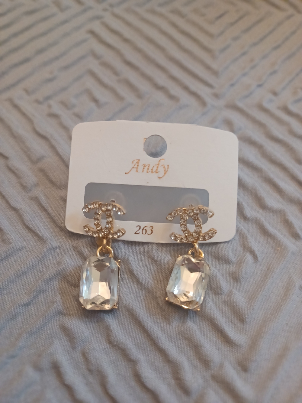 Gold-Tone Clear Crystal Drop Earrings by